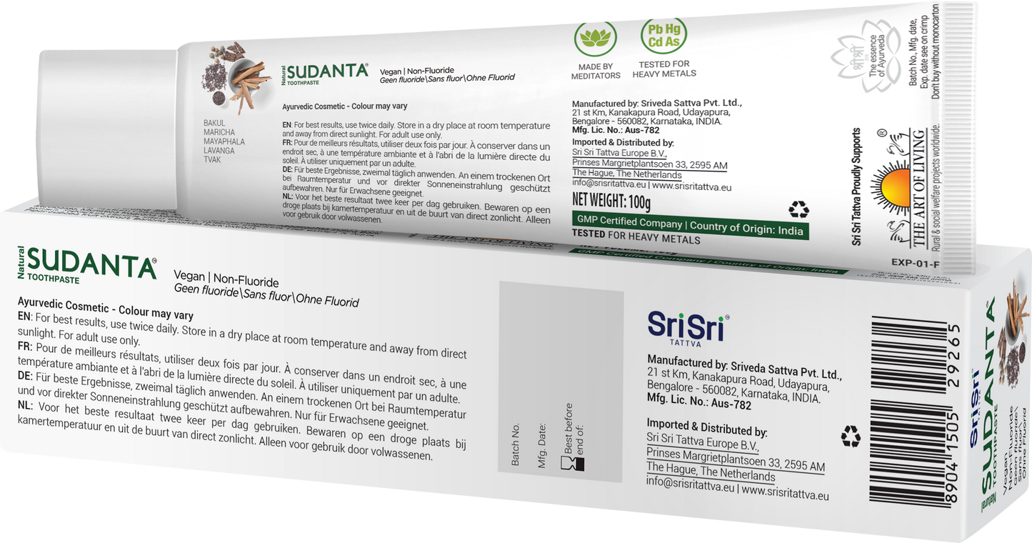 ECOCERT Sudanta Toothpaste 100g | Ayurvedic Dental Care