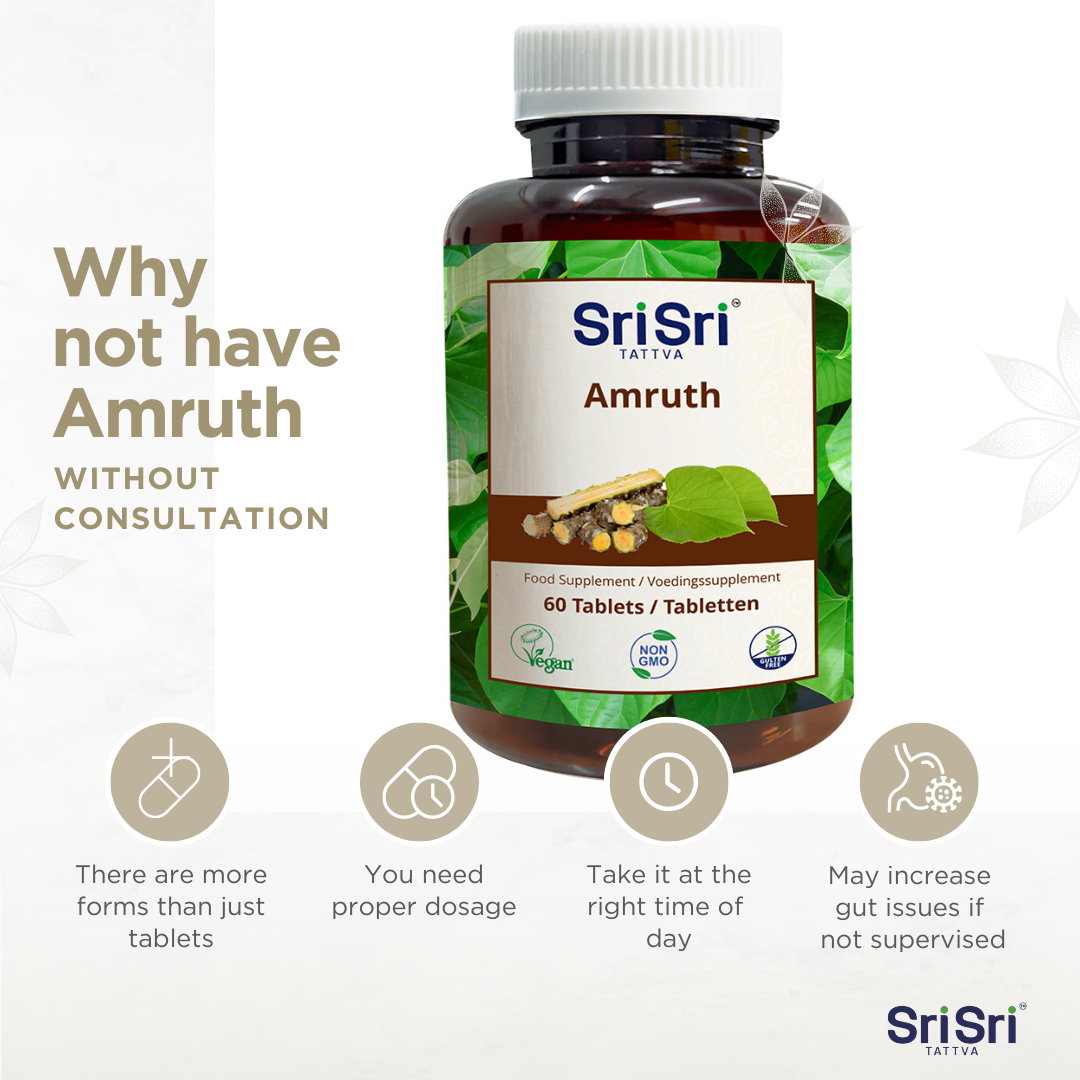 Amruth-Tabletten | 60 Tabletten | Giloy-Tabletten | Guduchi AmruthaAmrita | Tinospora Cordifolia-Pflanze