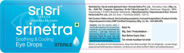 Sri Netra Eye Drops | 5ml - Sri Sri Tattva Europe